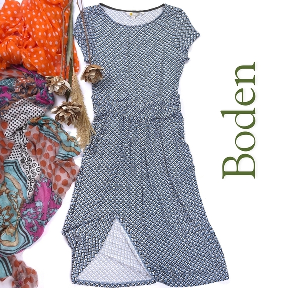 Boden Blue Patterned Women's Dress Sz 4R - Picture 1 of 8